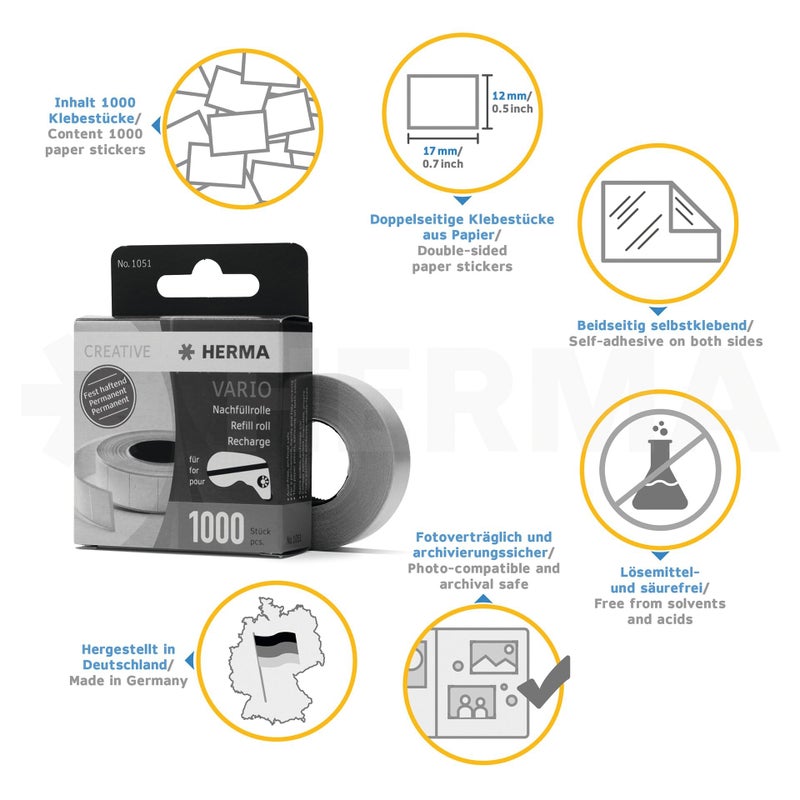 Herma Vario Refill Pack Permanent 1000 Paper Stickers (1051) - Image 5